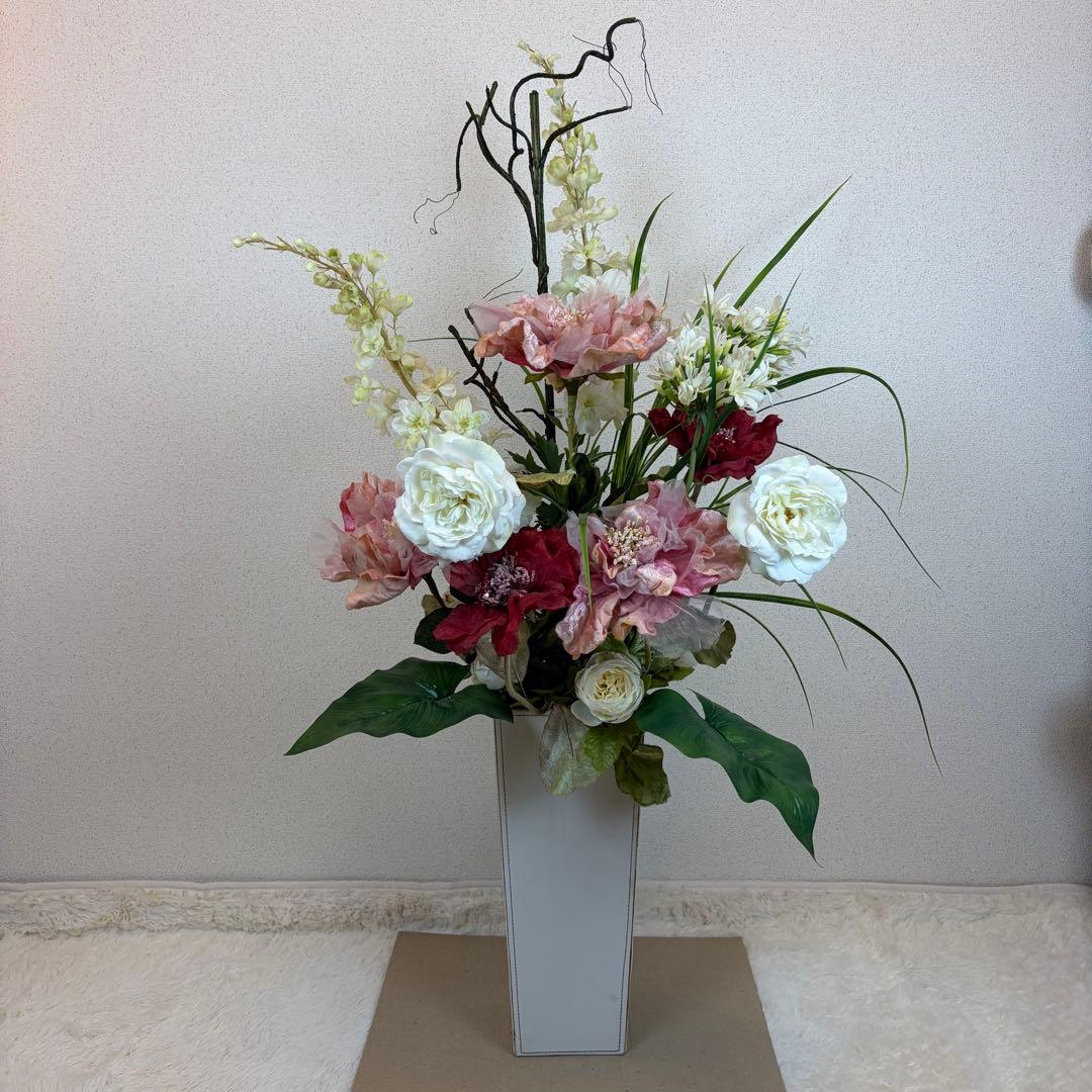 送料無料 造花アレンジメント 大型 アートフラワー スタンド エミリオ ロバ