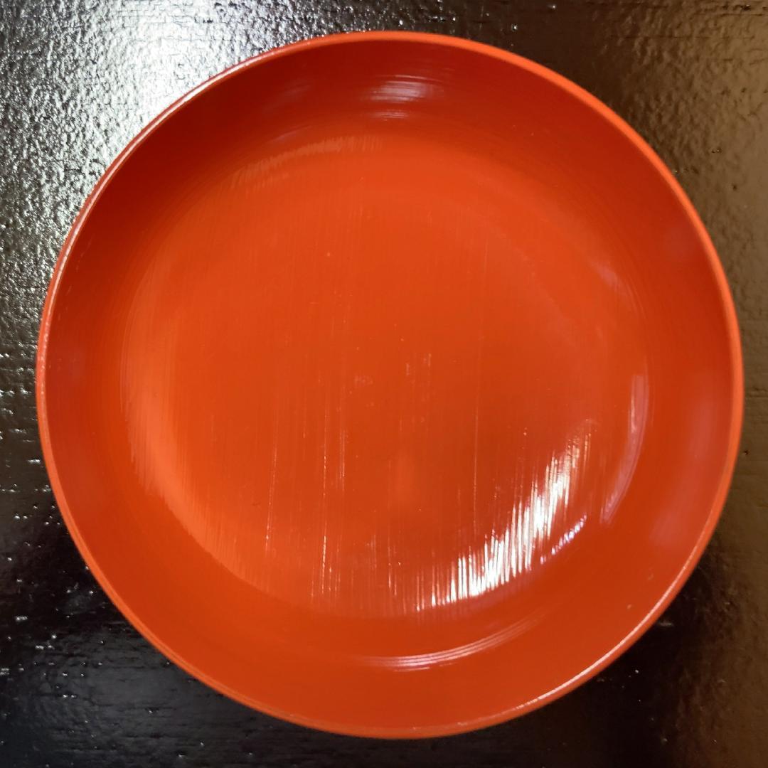 【20客】木製 刷毛目 朱塗 木皿 【時代】