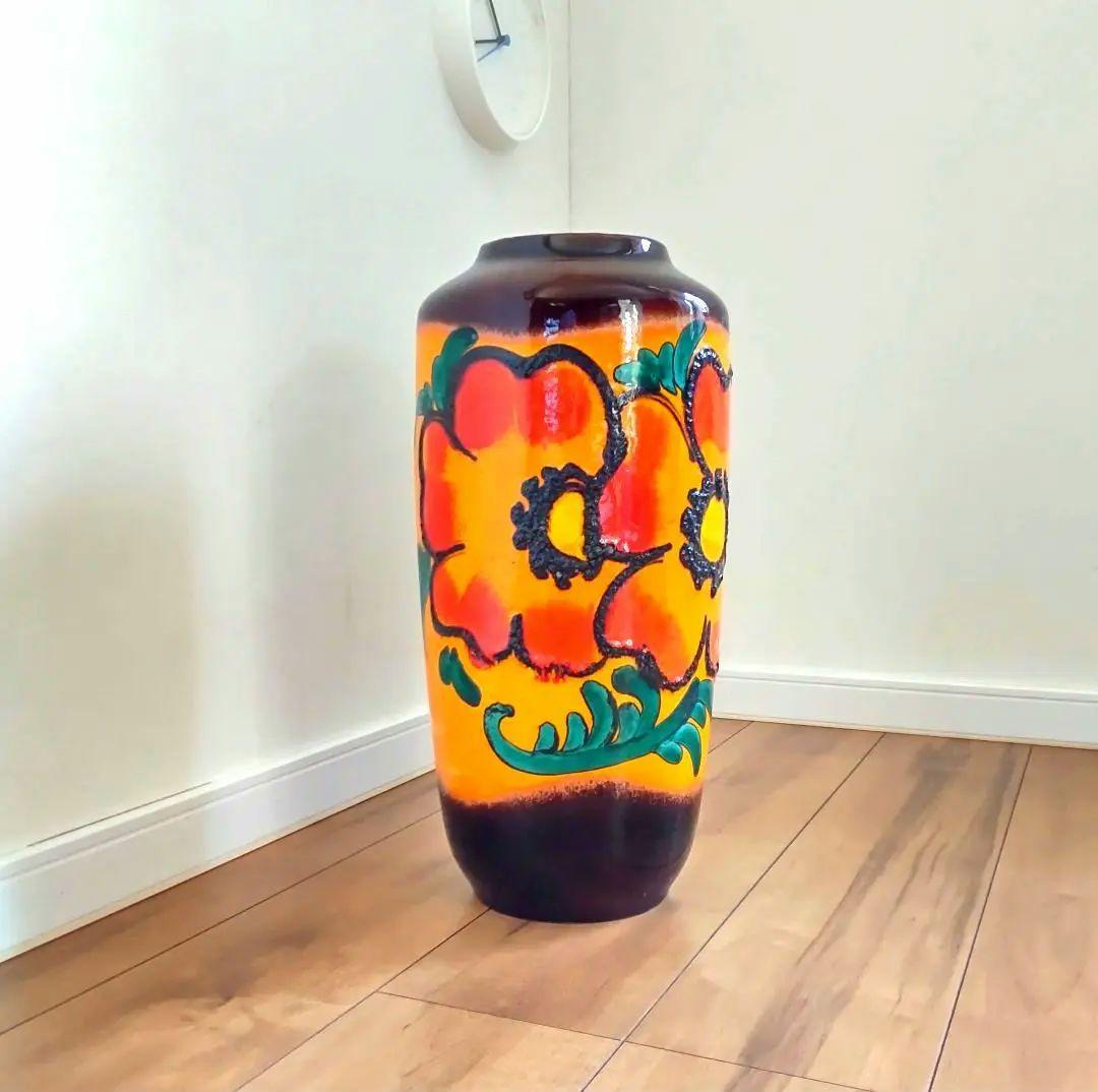 大型花器　西ドイツ製　ファットラバ　W.GERMANY　フラワーベース　訳あり