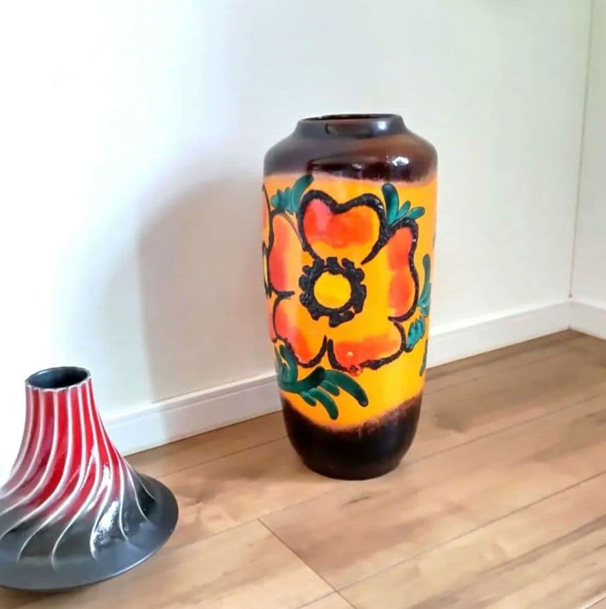 大型花器　西ドイツ製　ファットラバ　W.GERMANY　フラワーベース　訳あり