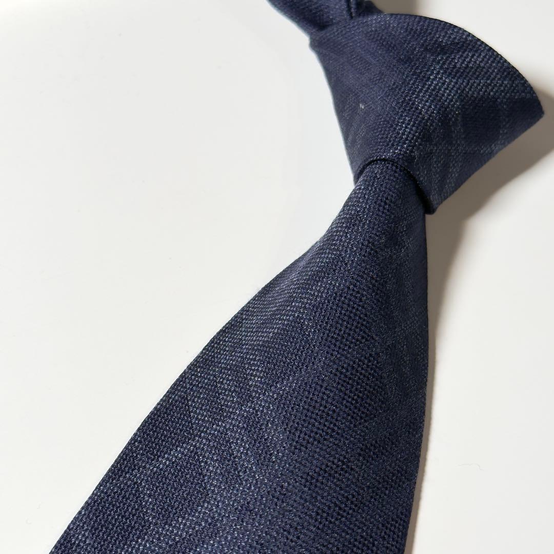 【美品】 BURBERRY バーバリー チェック柄 ネイビー系 ネクタイ