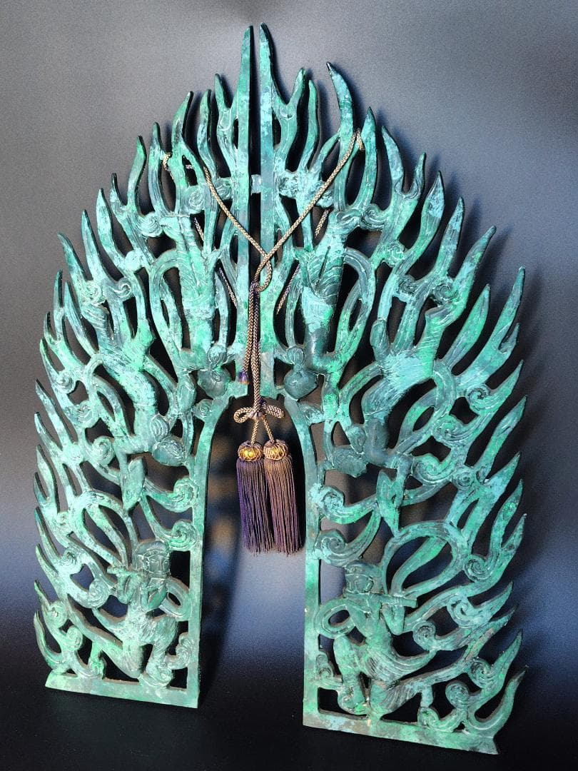 ナベ九 弥左衛門 薬師寺東塔 透彫飛天仏塔文 水煙 / 古 仏教 美術 レリーフ