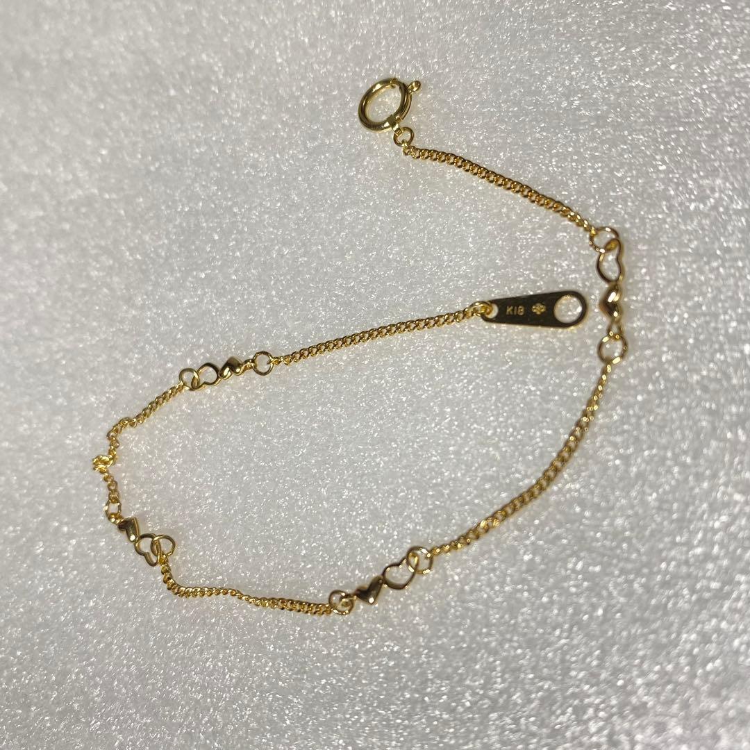 K18 ハート型リンク ブレスレット 18cm 「18金」