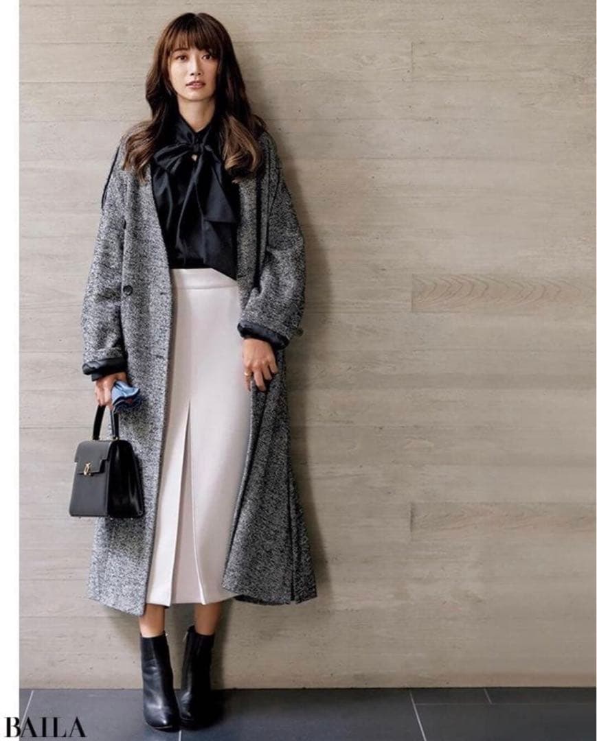 本日のみ大幅値下げ　雑誌掲載ebure人気完売ヘリンボーンAラインウールコート