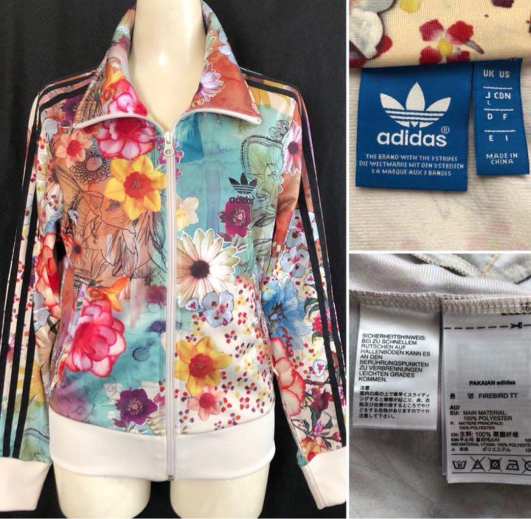 美品 アディダス トラックジャケット ボタニカル 花柄 ジャージ レディース L