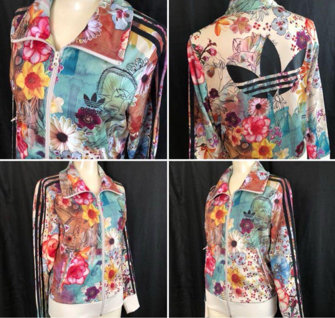 美品 アディダス トラックジャケット ボタニカル 花柄 ジャージ レディース L