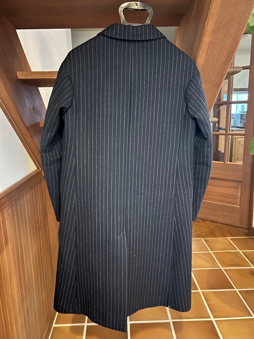 Drawer ストライプ ブラック チェスターコート 36