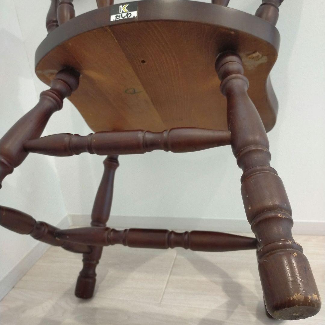 かしわ　柏木工　ビンテージ　ダークブラウン 木製 スピンドルバックチェア