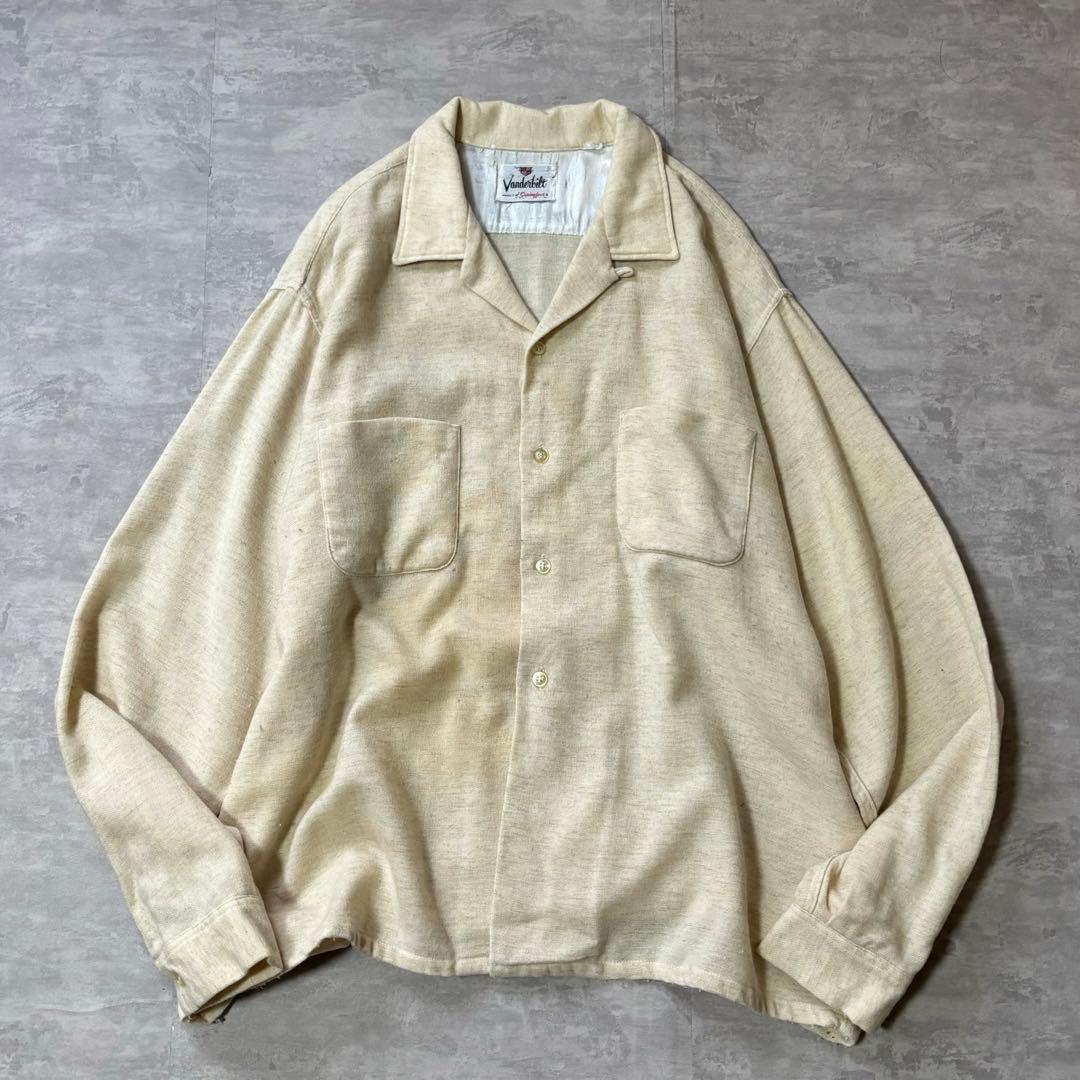 60s vintage Springfoot ウール 開襟シャツ カスリ