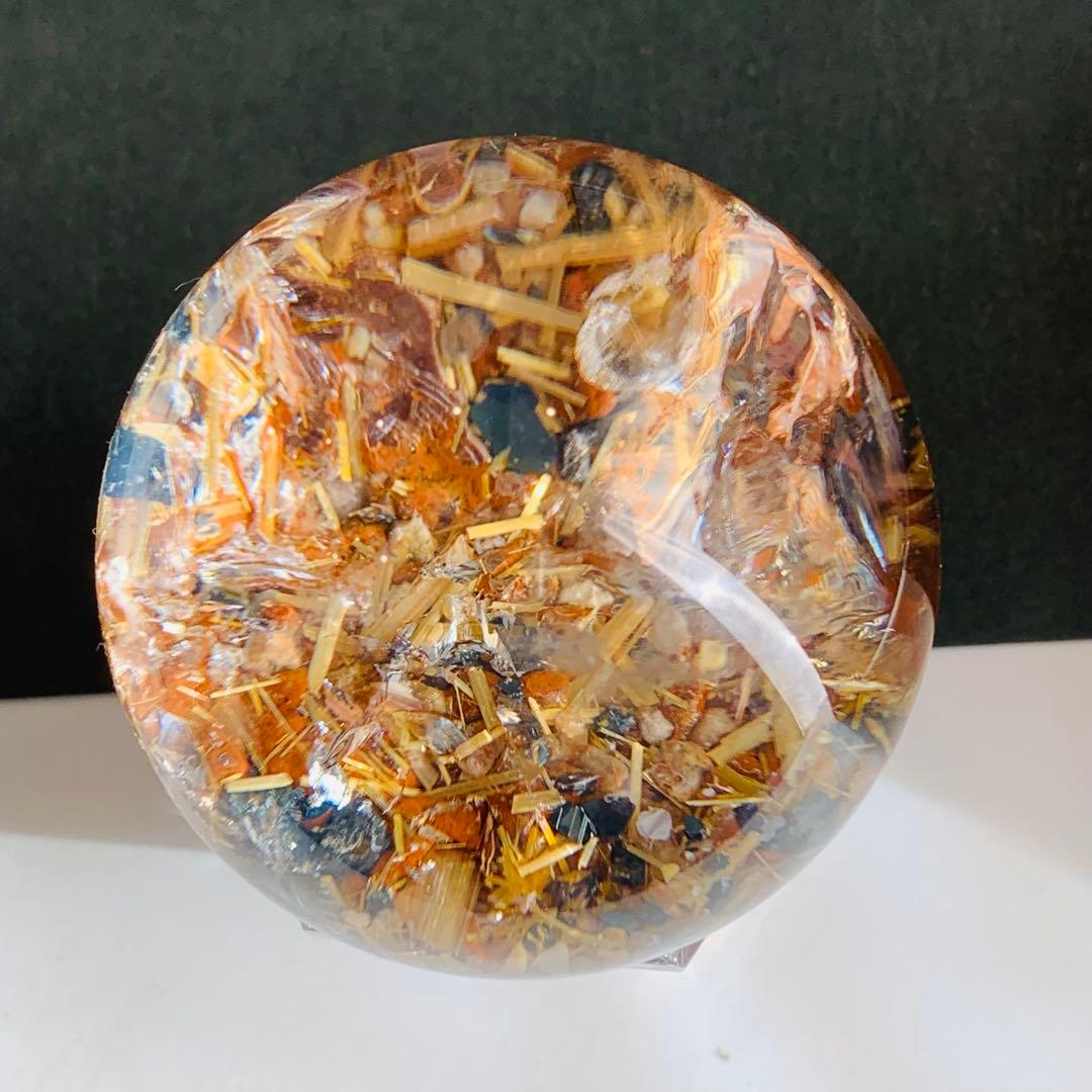 タイチンルチル　パイライト共生　ガーデンクォーツスフィア　46ミリ B7