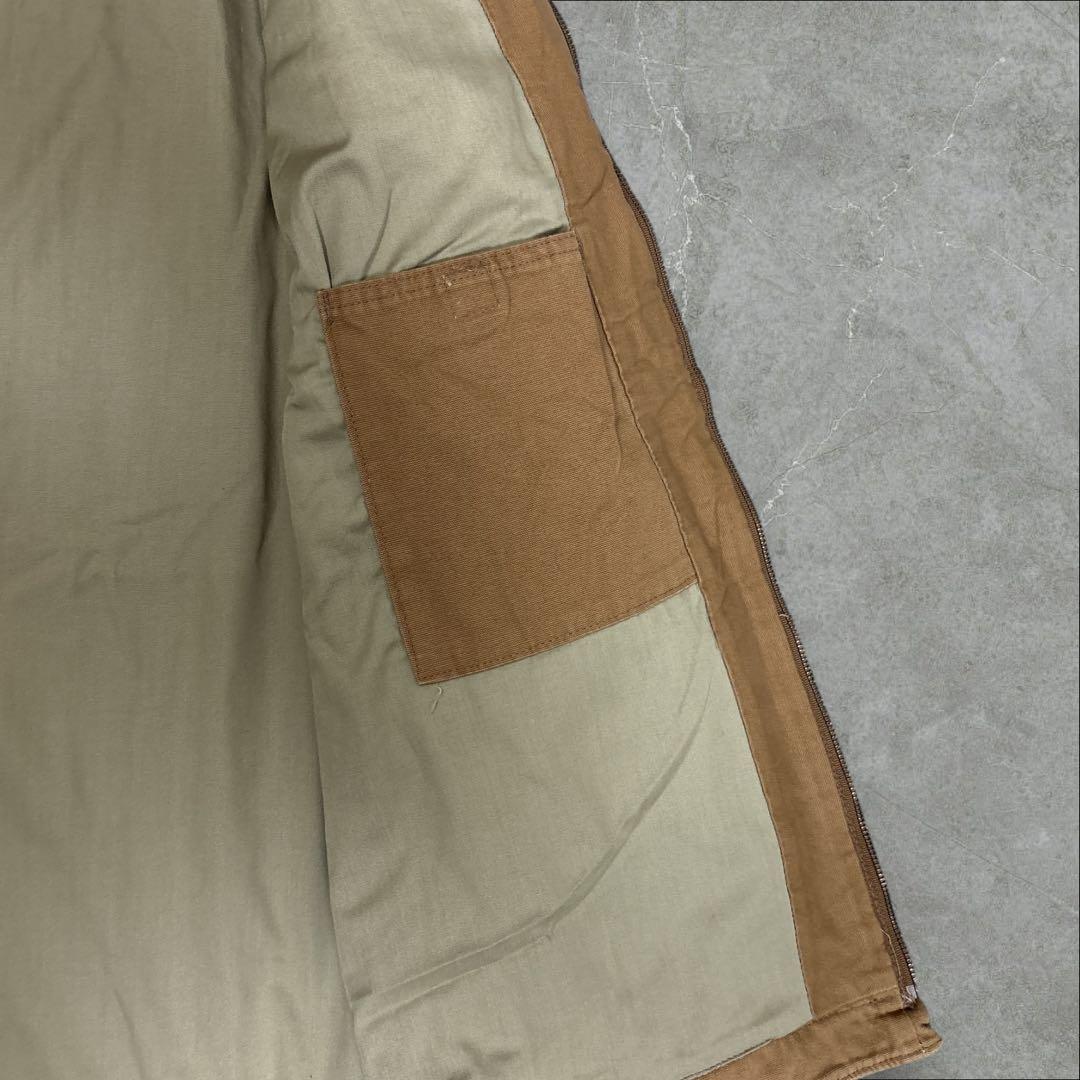 16]メキシコ製カーハート レザーロゴフルジップ ダック地ジャケットブルゾン古着