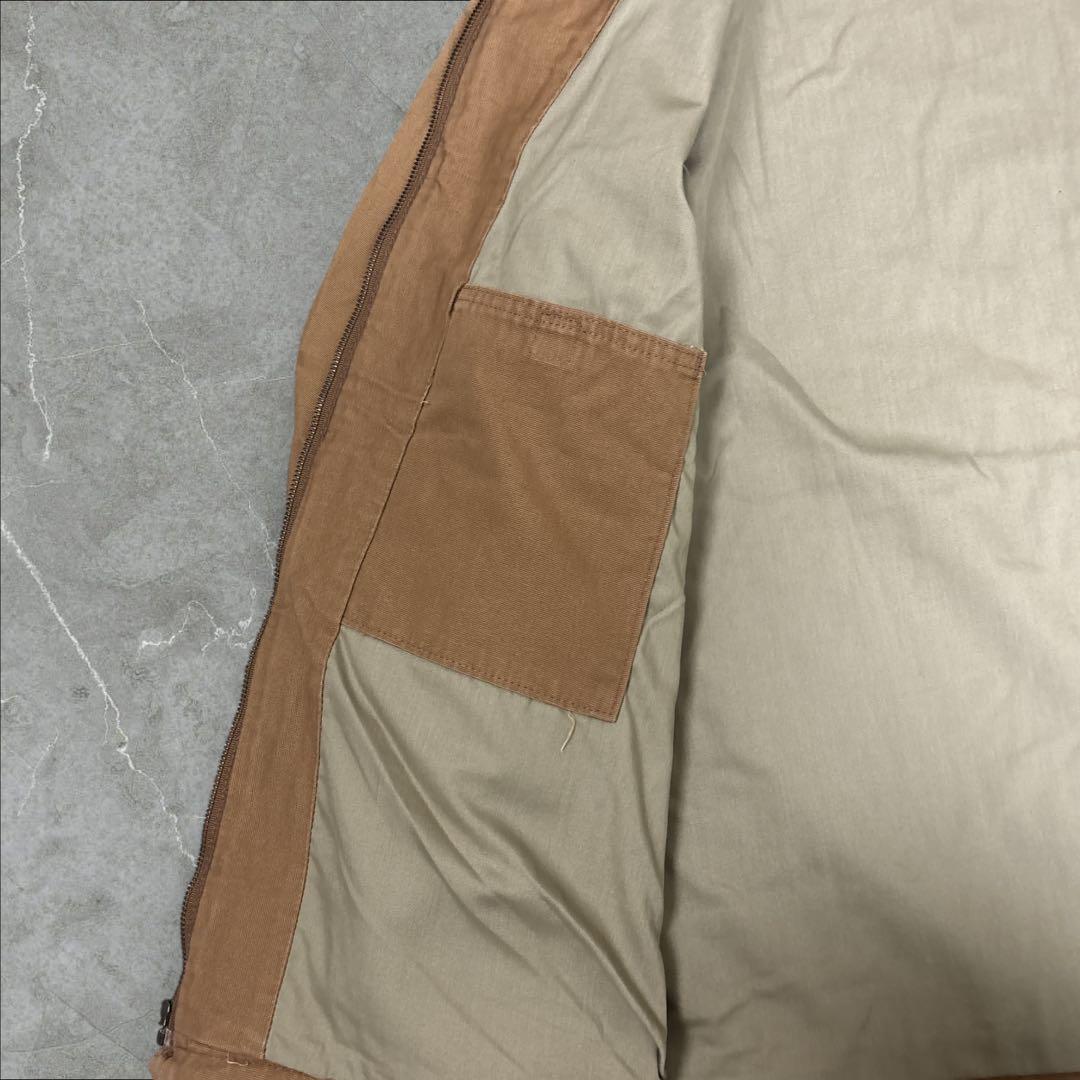 16]メキシコ製カーハート レザーロゴフルジップ ダック地ジャケットブルゾン古着