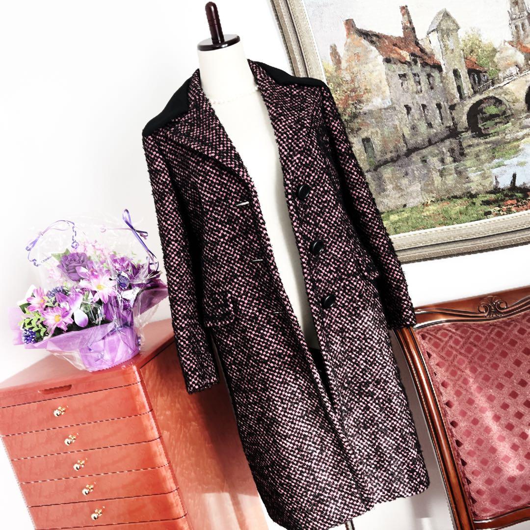 美品 PRADA プラダ　ツイード　ウール　チェスター　コート　付属品あり