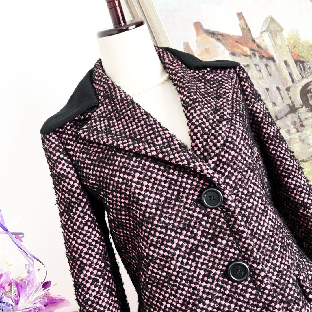 美品 PRADA プラダ　ツイード　ウール　チェスター　コート　付属品あり