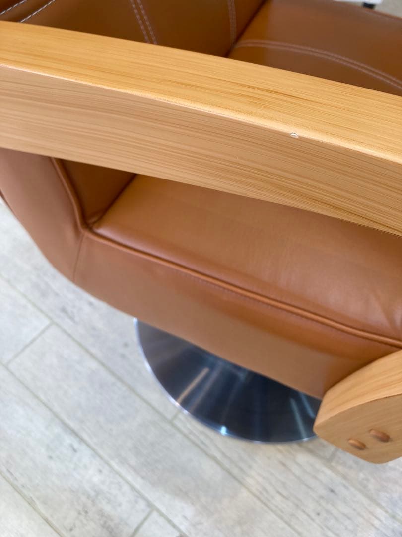 生産終了美容室理容室セット椅子スタイリングチェアーキャメルブラウンアンティーク