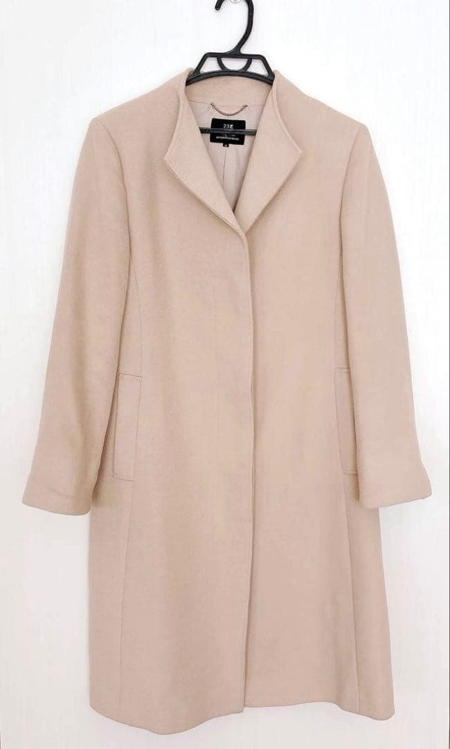 23区 ウールアンゴラビーバー スタンドコート ベージュ系 40 ロングコート
