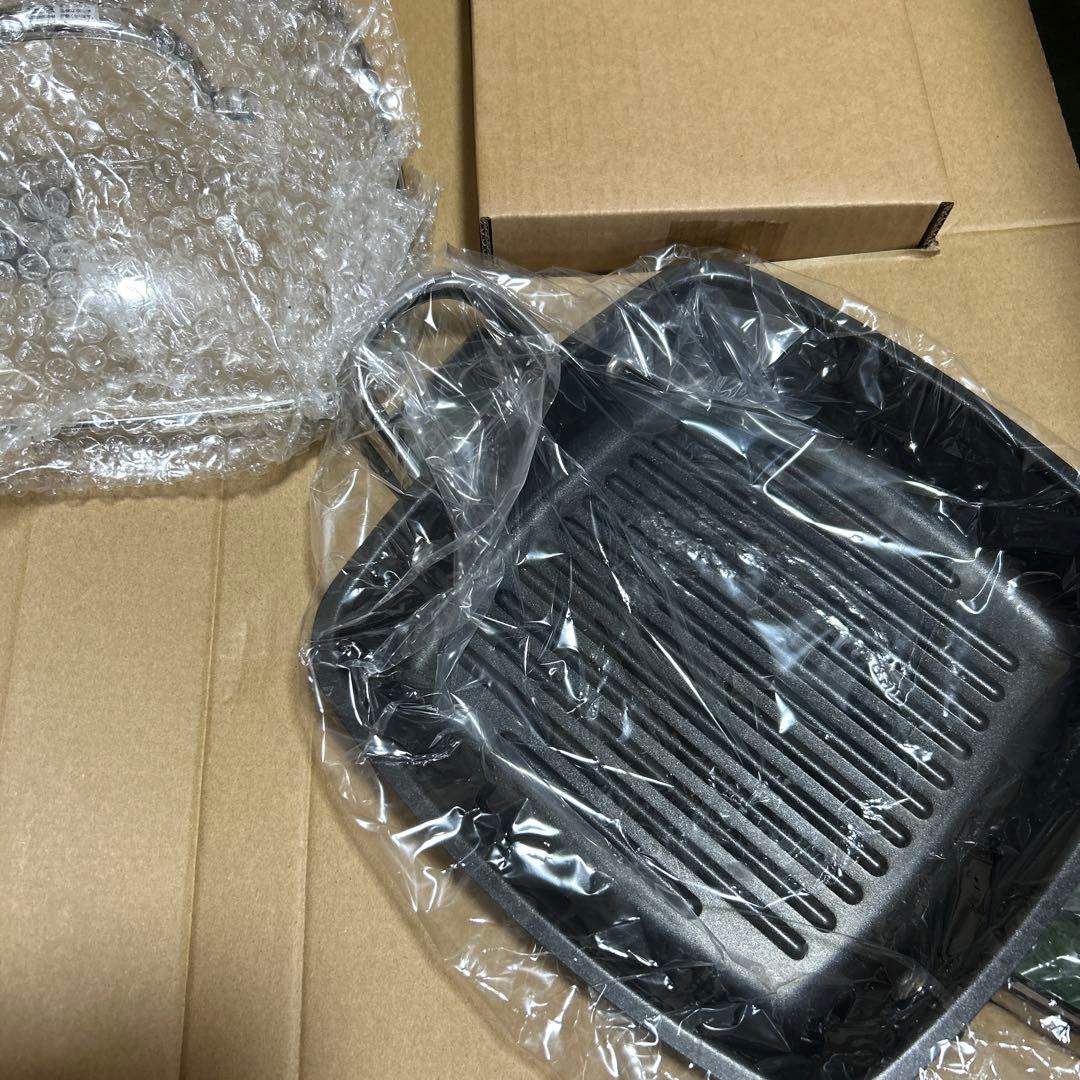 新品　MEYER スクエアグリルパン　ガラス蓋付き24cm