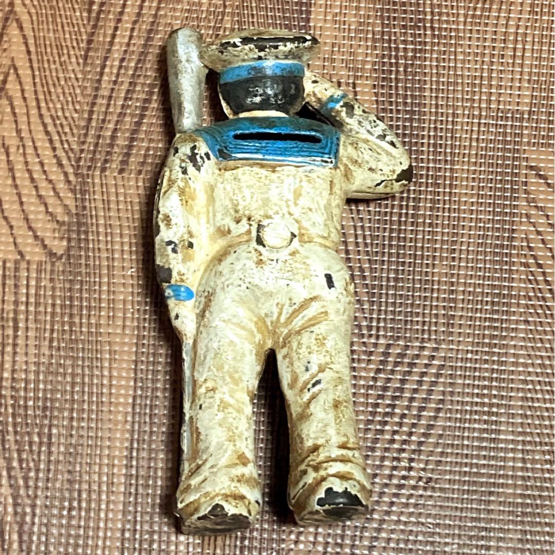 お値下げ中！【レトロ】水兵さんが敬礼してる鋳物貯金箱