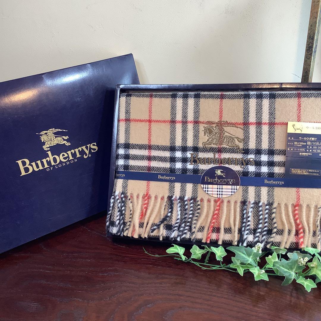 訳あり バーバリー Burberrys ウール100% 膝掛け 未使用品