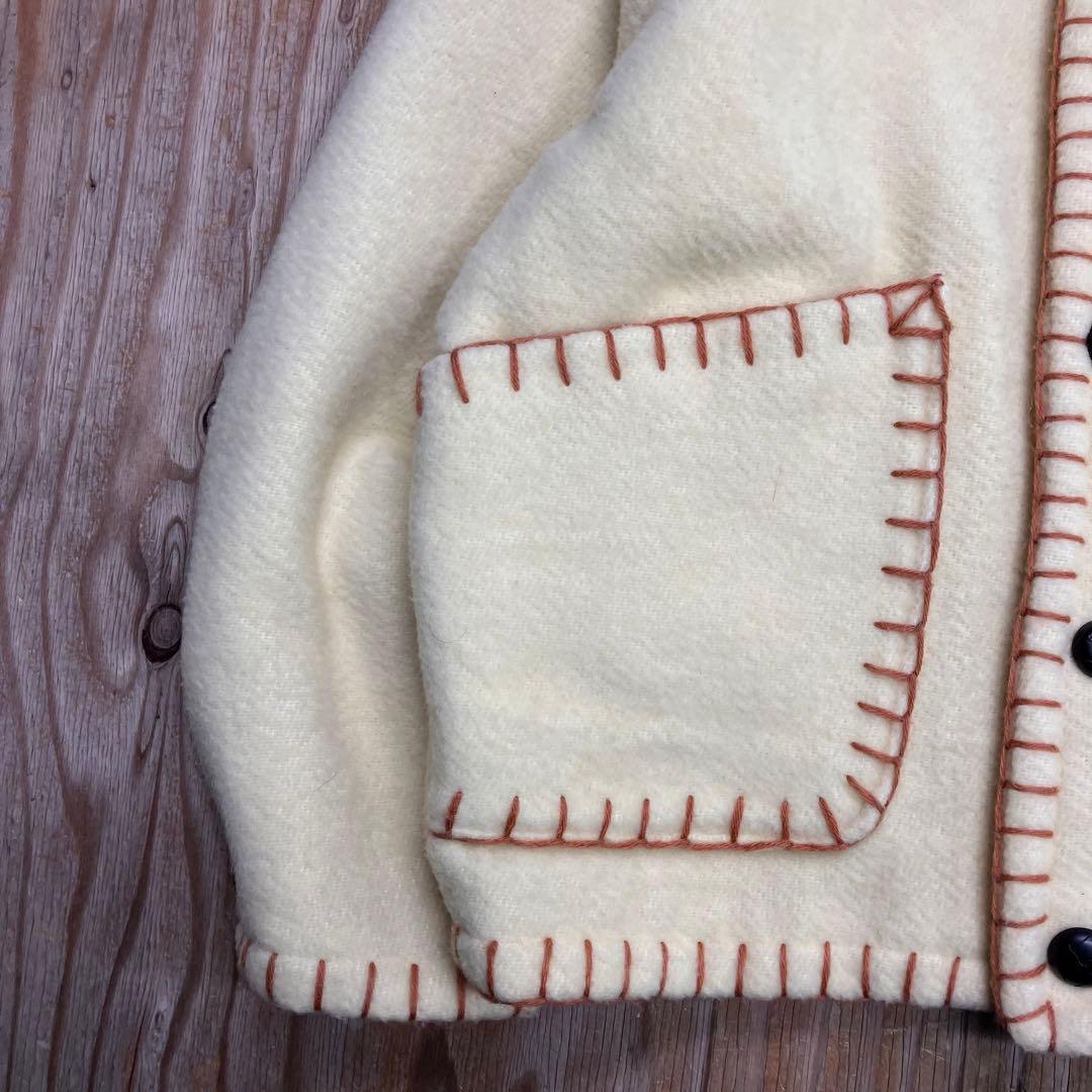 90s ウールブランケットステッチニットジャケット カウチン VINTAGE