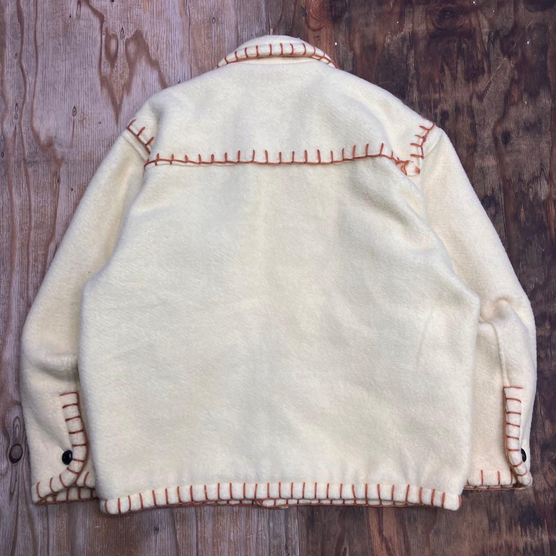 90s ウールブランケットステッチニットジャケット カウチン VINTAGE