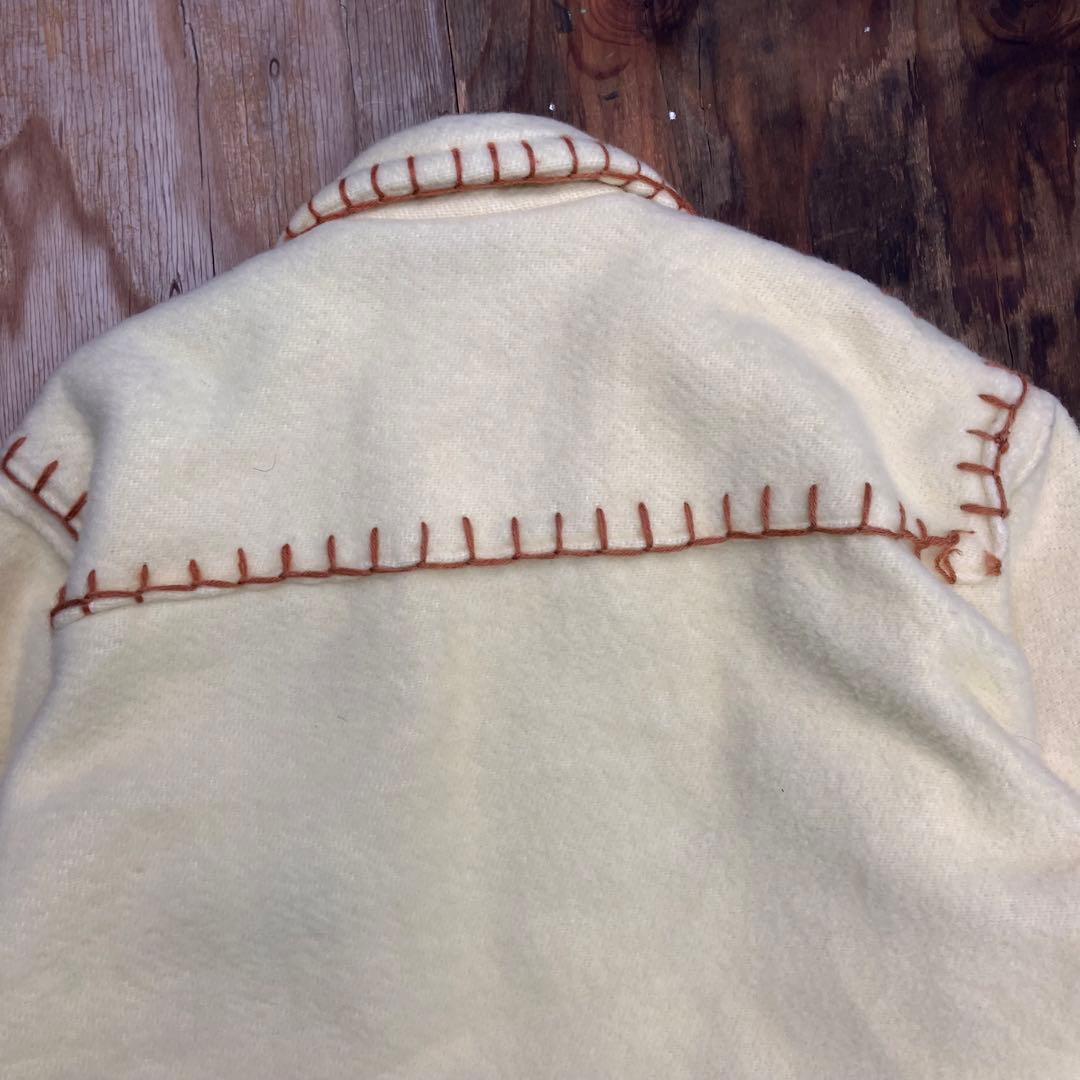 90s ウールブランケットステッチニットジャケット カウチン VINTAGE