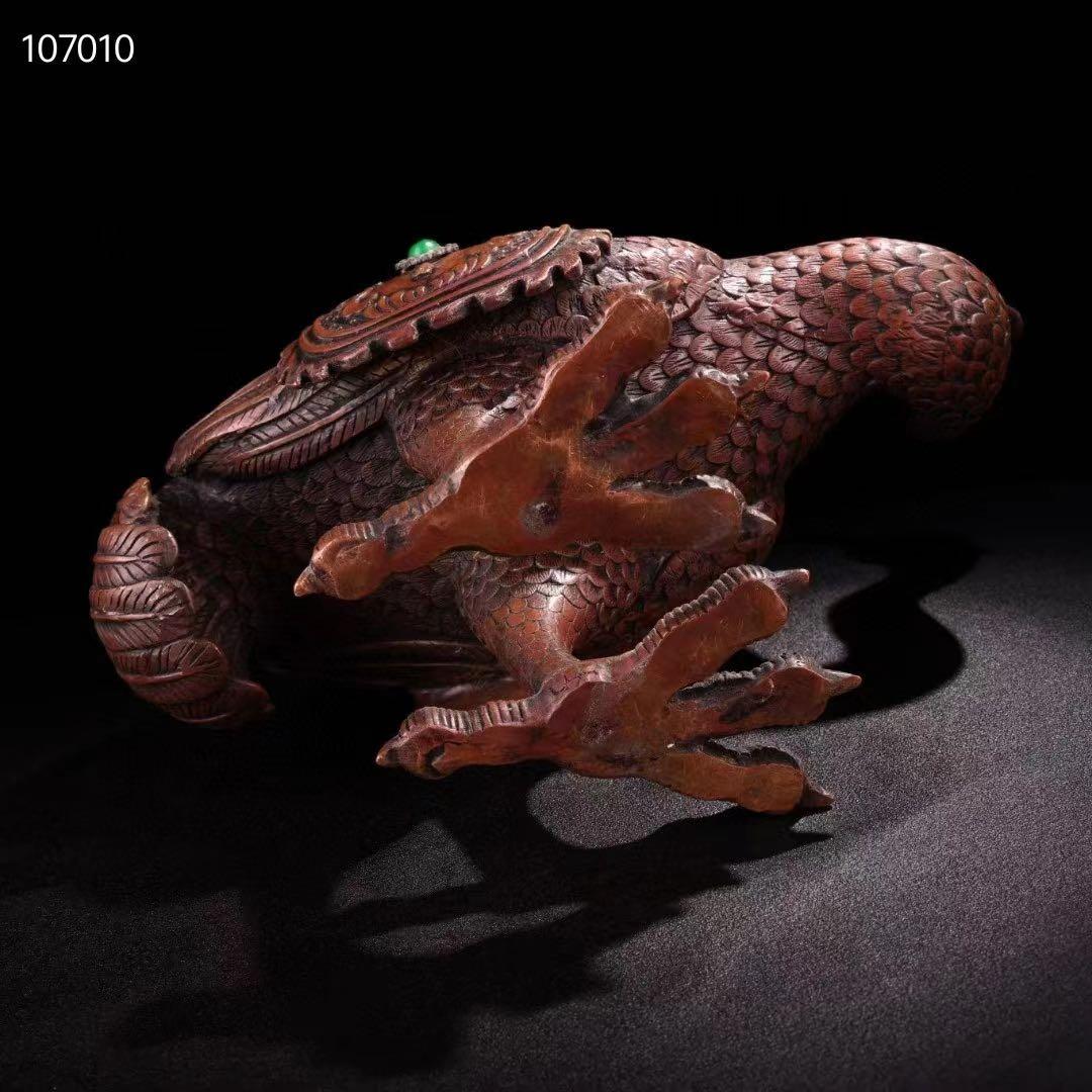 中国古美術・旧蔵純銅製ダチョウ塔型香炉・4.8kg・大器・文房具・置物・風水開運