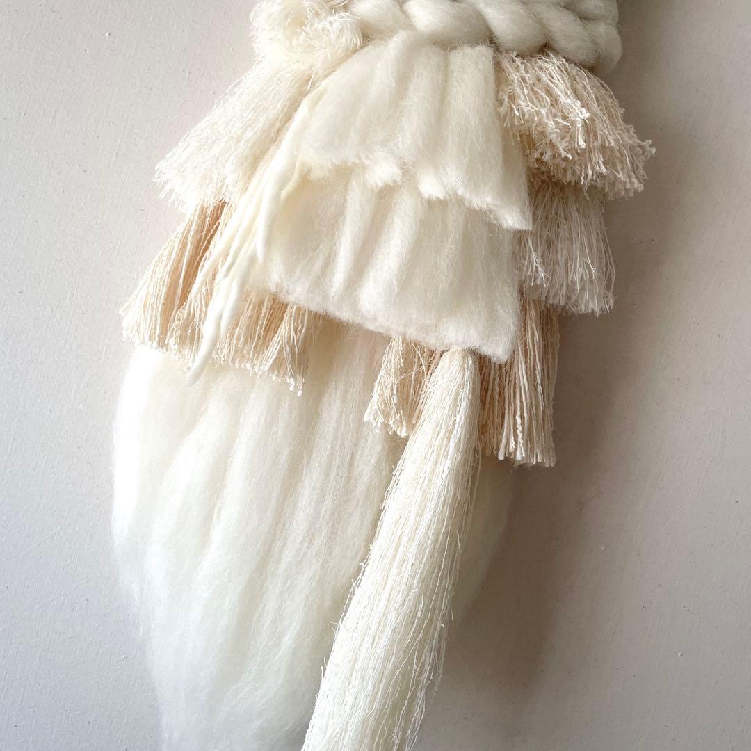 【一点もの】流木 ウィービング タペストリー 『みるく色のたぺすとり-クリオネ』