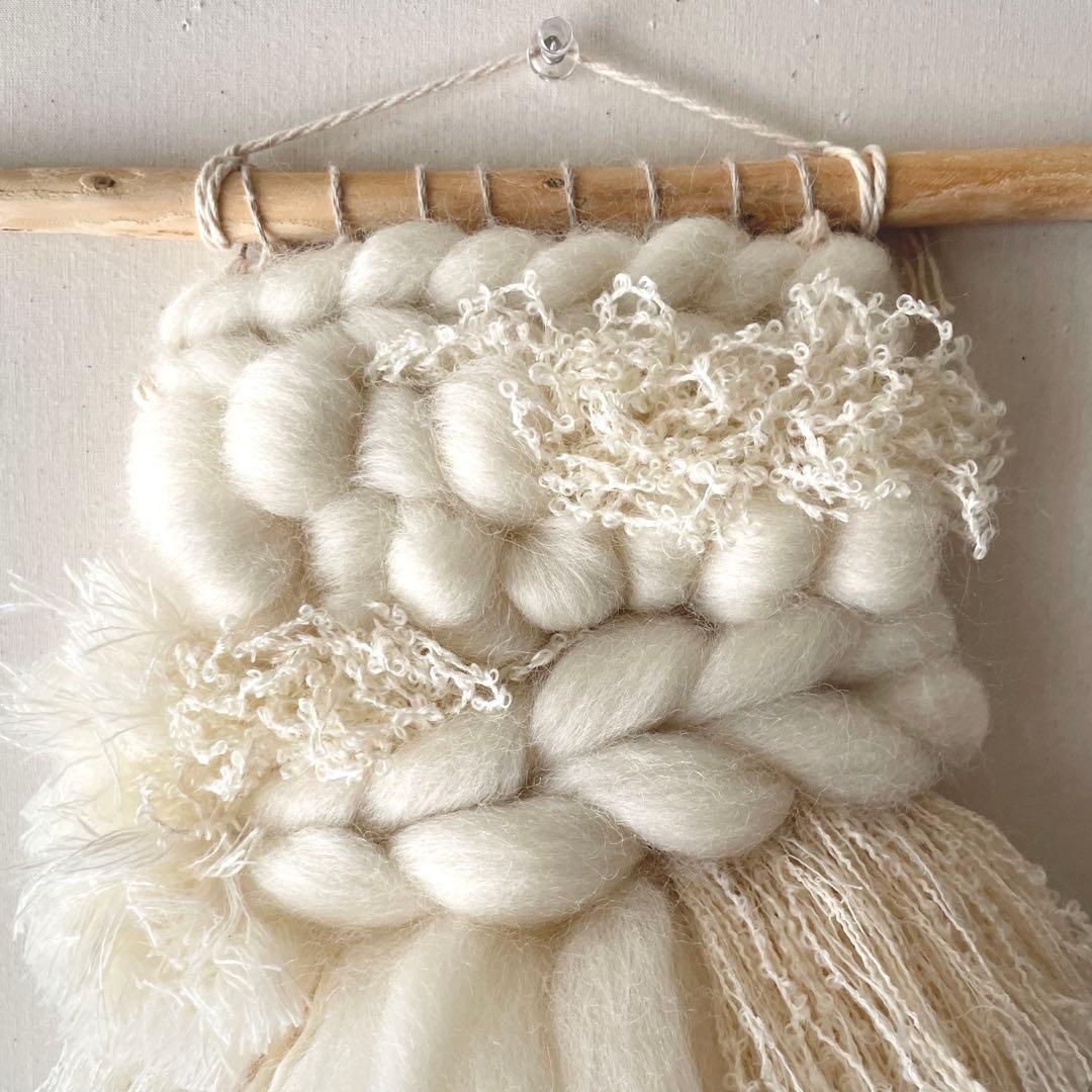 【一点もの】流木 ウィービング タペストリー 『みるく色のたぺすとり-クリオネ』