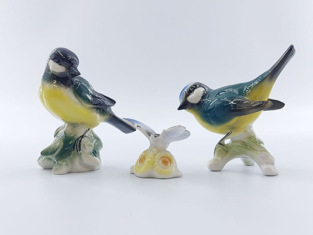 Wagner&Apel ワーグナー＆アペル 小鳥とチョウのオブジェ 陶器製 置物