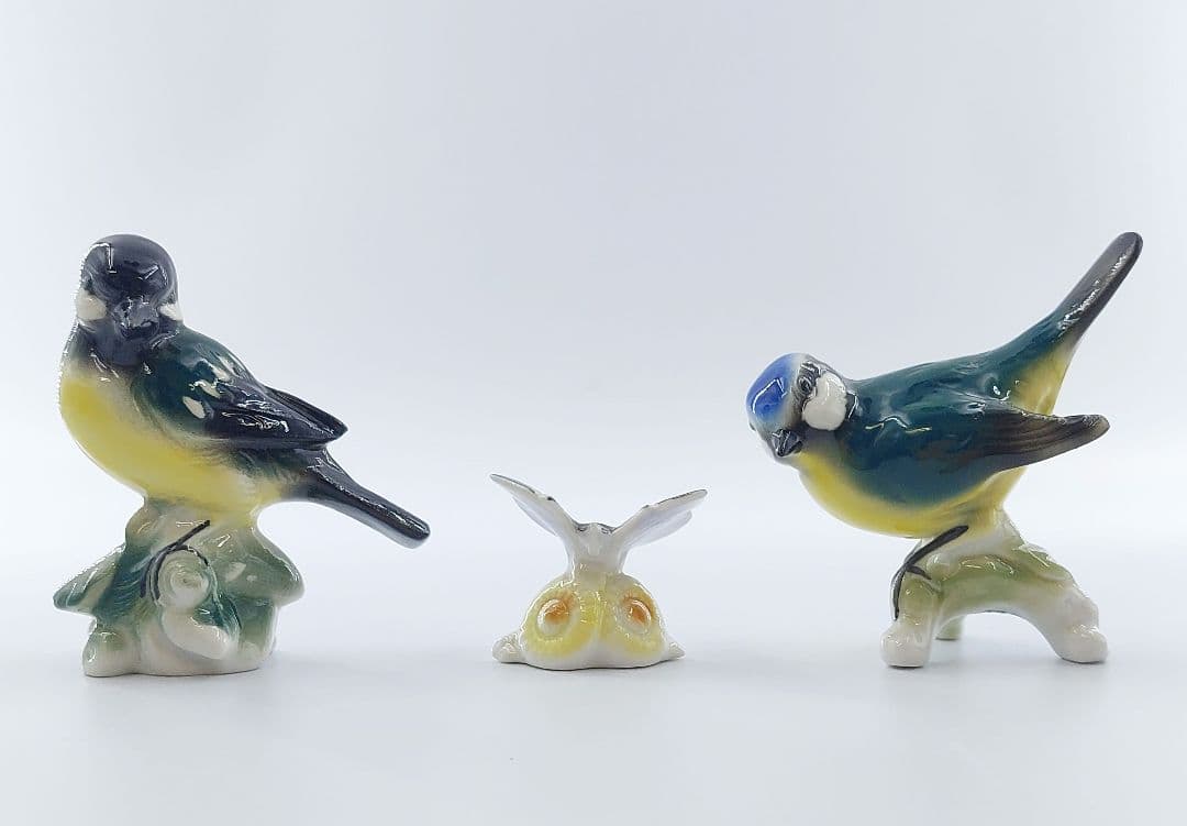 Wagner&Apel ワーグナー＆アペル 小鳥とチョウのオブジェ 陶器製 置物