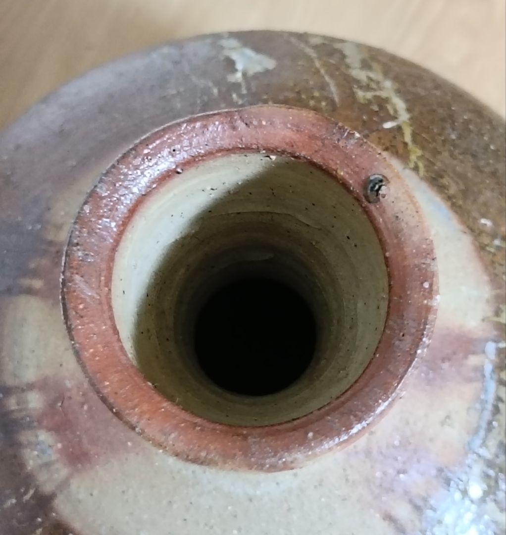 人間国宝　伊勢崎淳作　備前焼　緋襷かぶせ蕪花生　花入