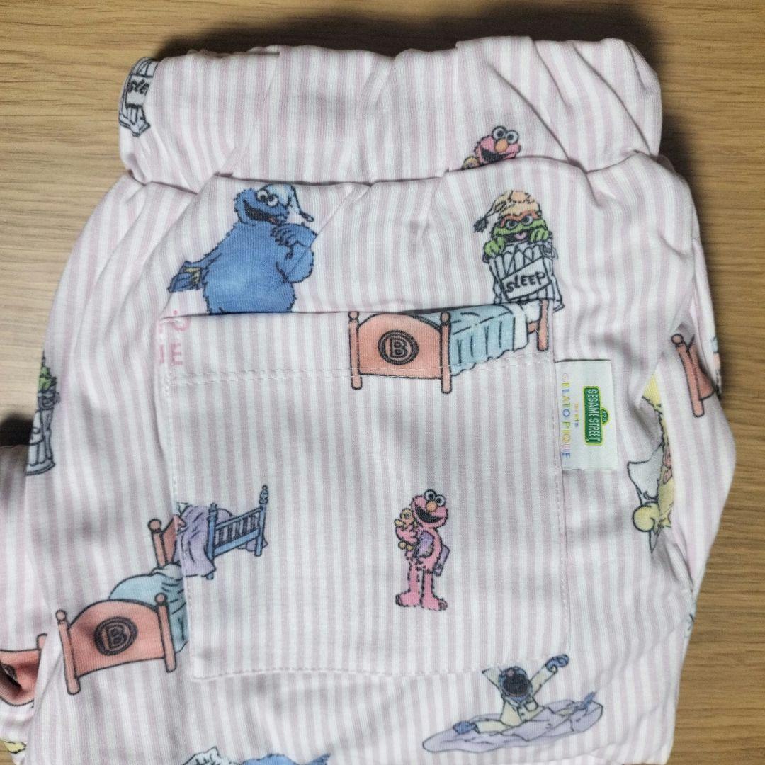 ピンクストライプ　ジェラピケ　セサミストリートプルオーバー＆ロングパンツセット