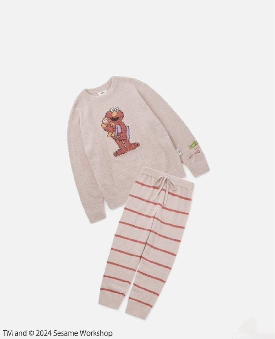 ジェラピケ エルモ セサミストリートプルオーバー&ロングパンツセット