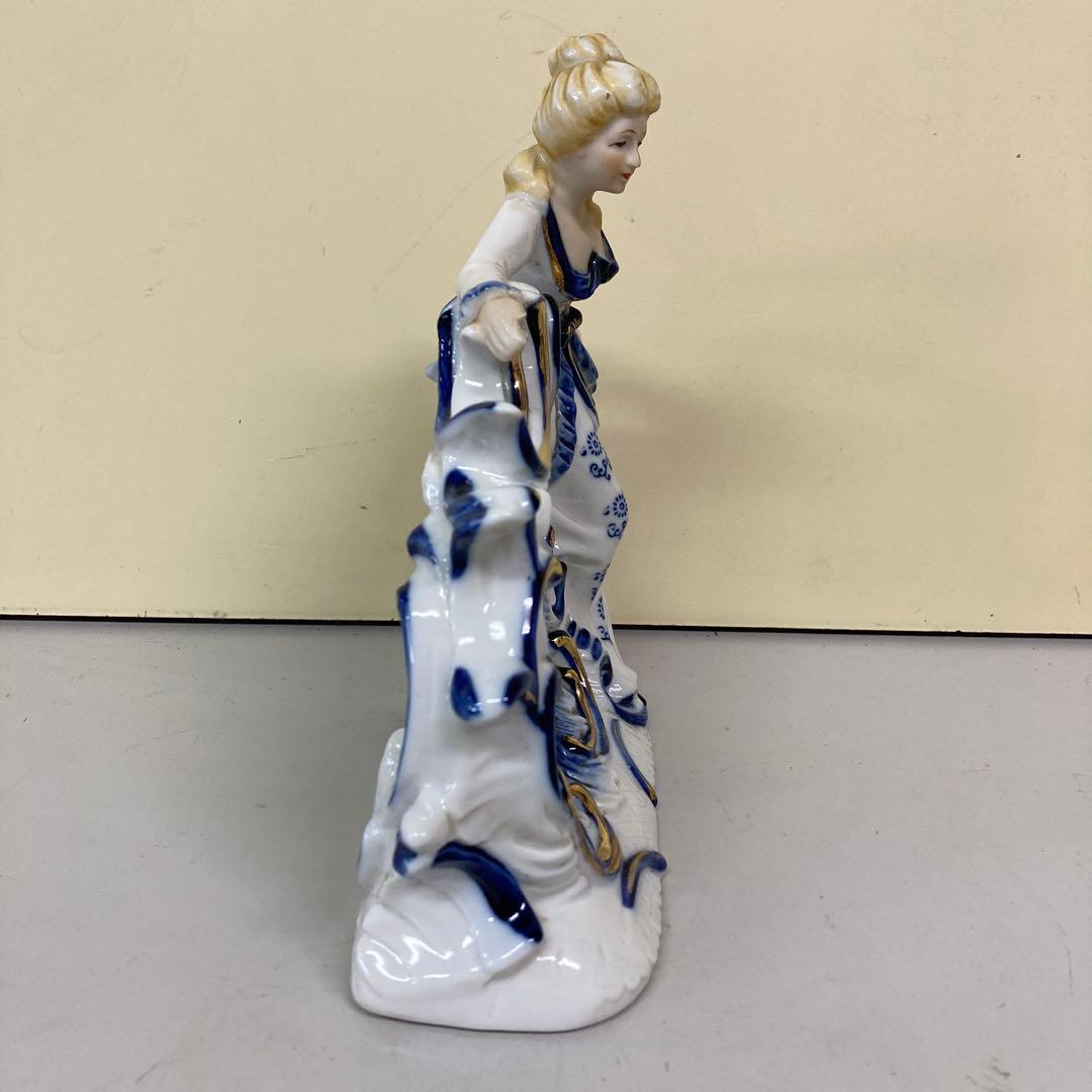 E3 ジャンク品 置き時計 陶器製 ロココ調 フィギュリン 貴婦人 アンティーク