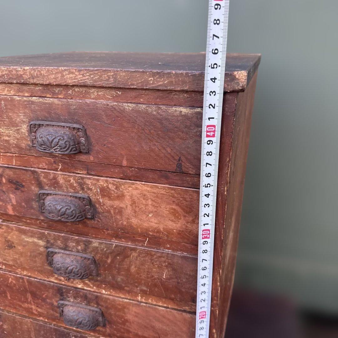 最終お値下げ❣️ヴィンテージ　味ありすぎな木製5段小物　小引き出し　収納