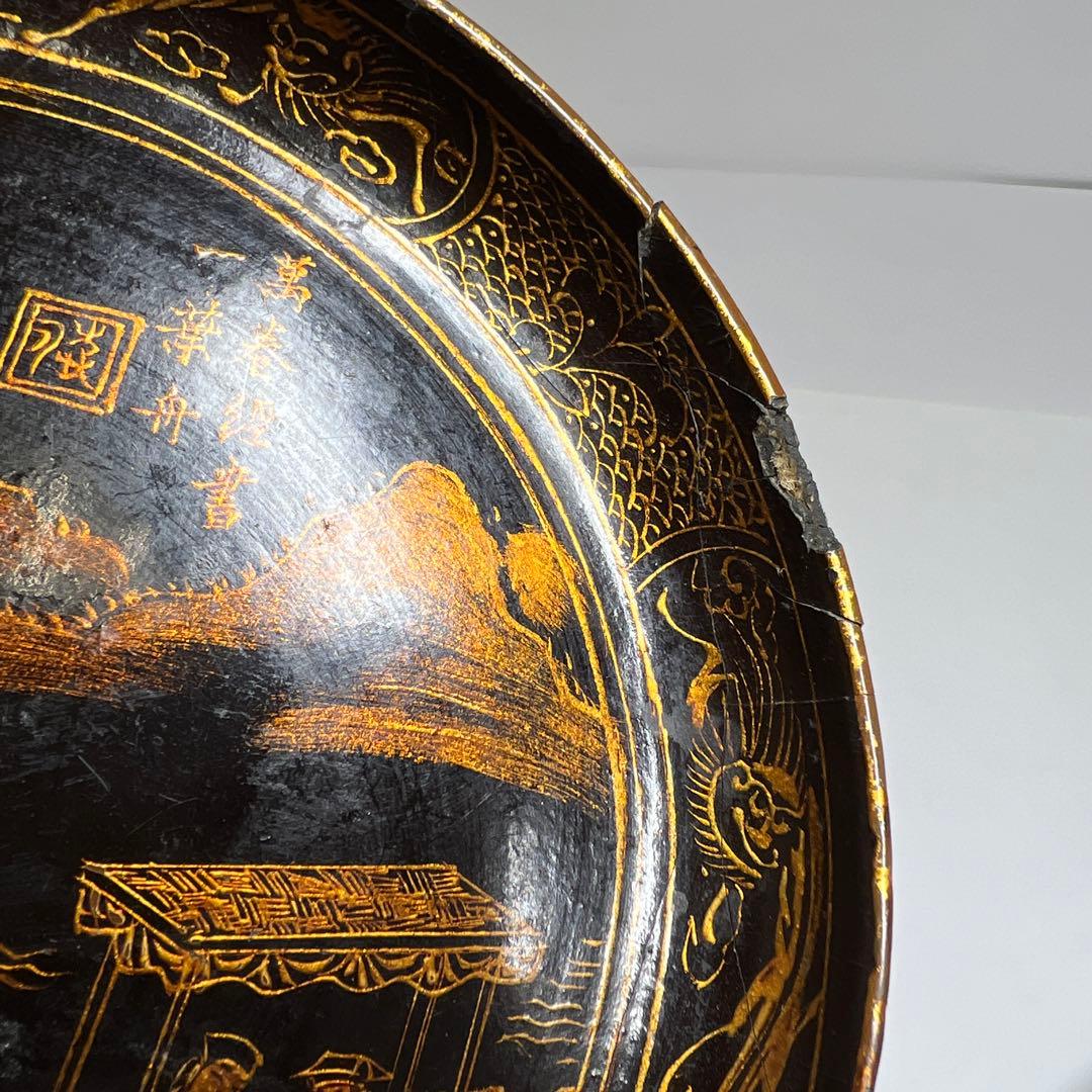 中国明時代　在銘　金彩皿2枚　直径11.7㎝　タサチ　東さ8-0131☆2F