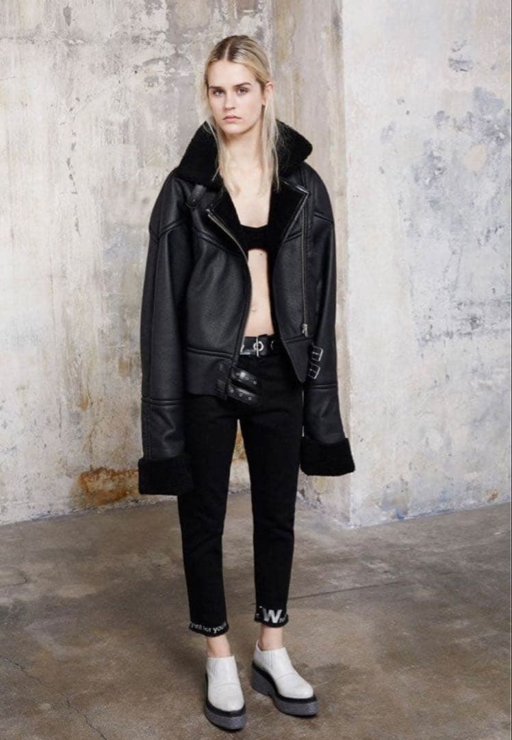 MM6 Maison Margiela レザー　ボア　ライダースジャケット 36