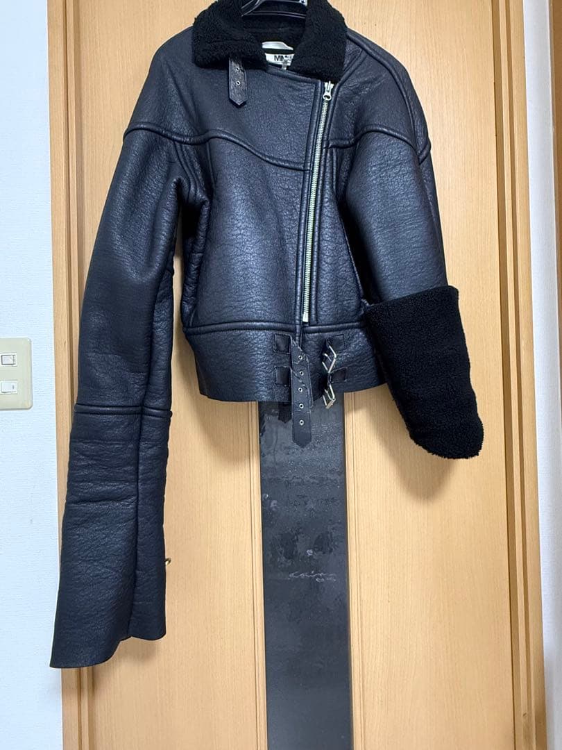 MM6 Maison Margiela レザー　ボア　ライダースジャケット 36