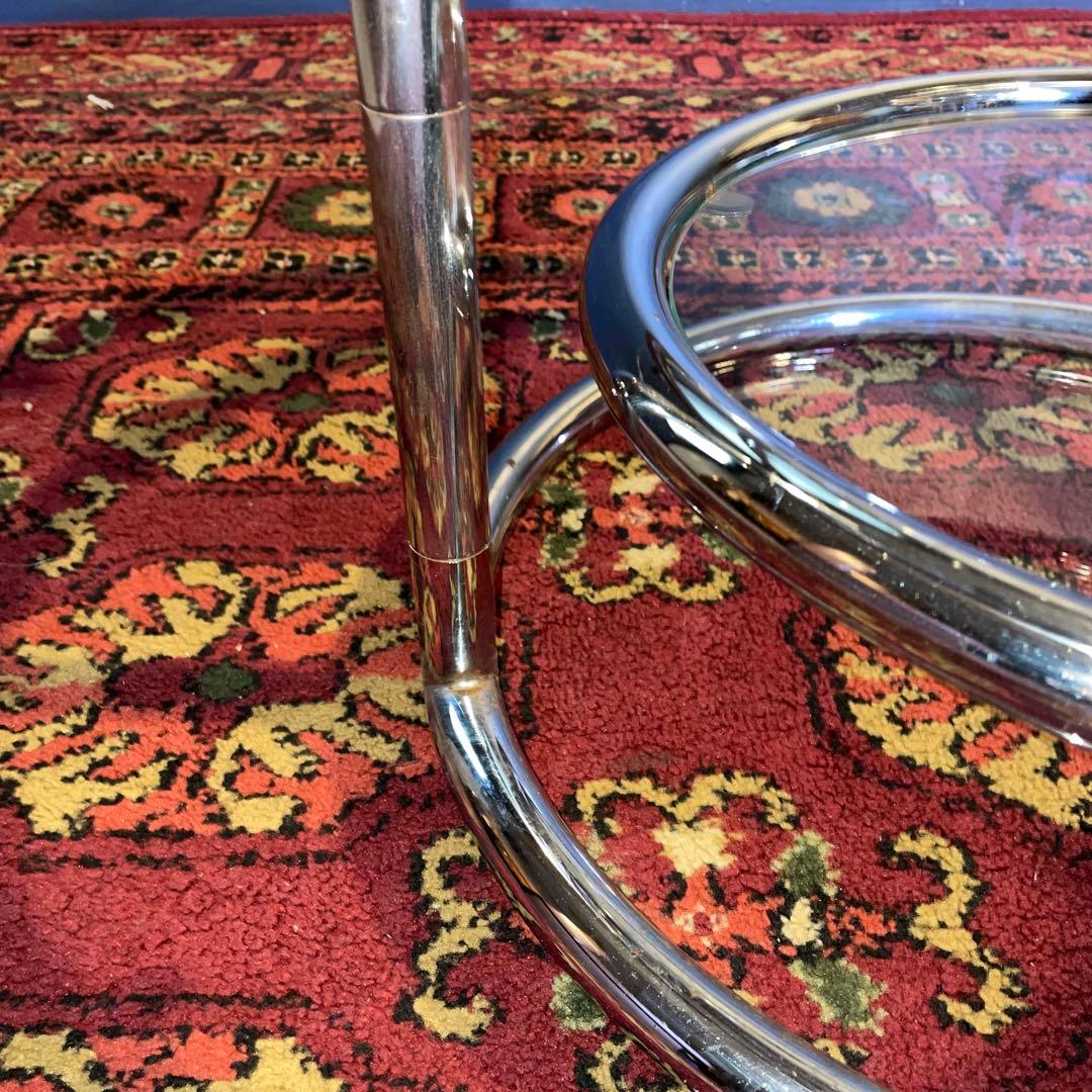 ミッドセンチュリー　ラウンドテーブル　スペースエイジ　 ガラス製3段テーブル