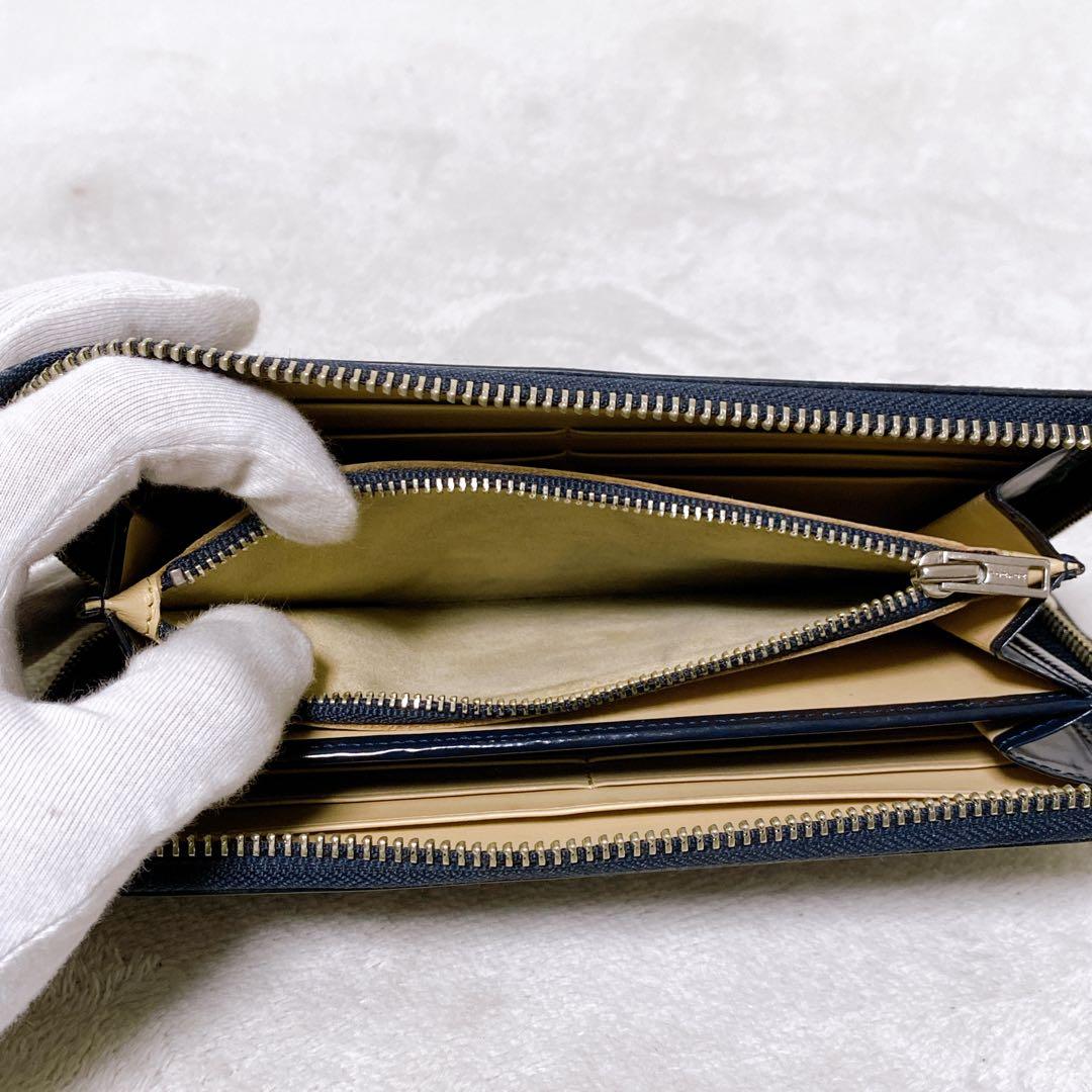 希少　PORTER ポーター　カウンター　長財布　ラウンドジップ　ネイビー　本革