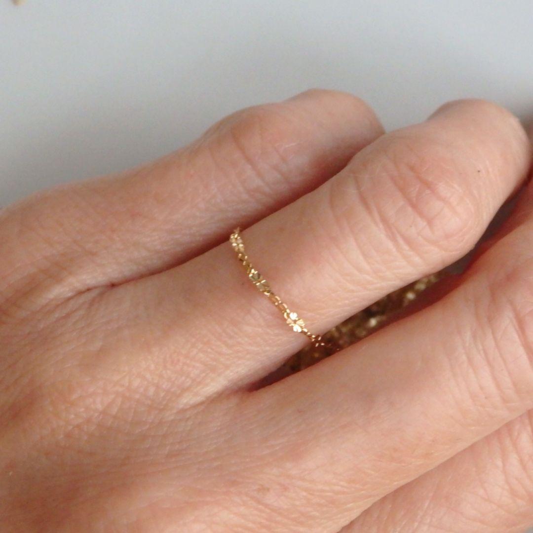 ゆき　k18リング　チェーンリング　クローバーチェーン　つけっぱなし