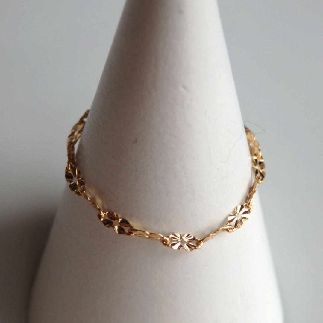 ゆき　k18リング　チェーンリング　クローバーチェーン　つけっぱなし