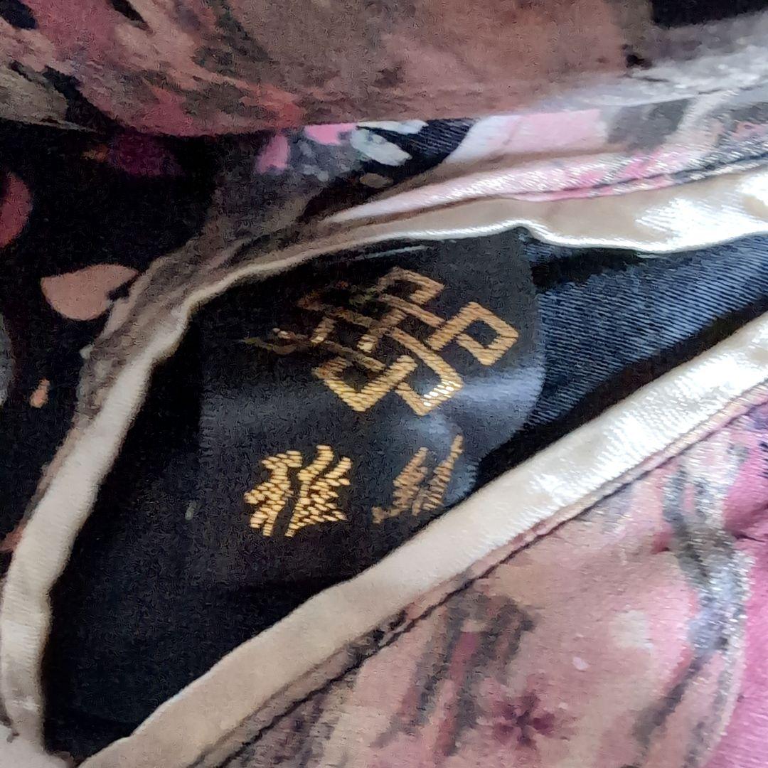 dx16 雅結 桜刺繍 スカジャン リバーシブル 黒 × 金 メンズM