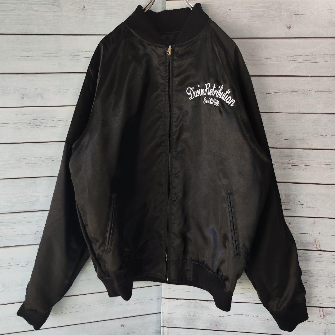 XL【美品】抜刀娘/ビッグサイズリバーシブルスカジャン/和柄/刺繍/赤黒