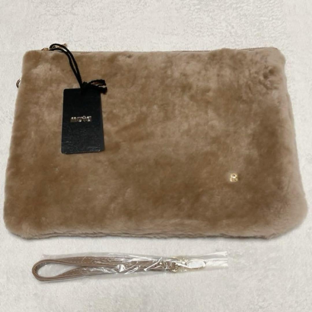 未使用　完売品　ムータ マリン クリアボストンバッグ　ブラウン　ファー　クラッチ
