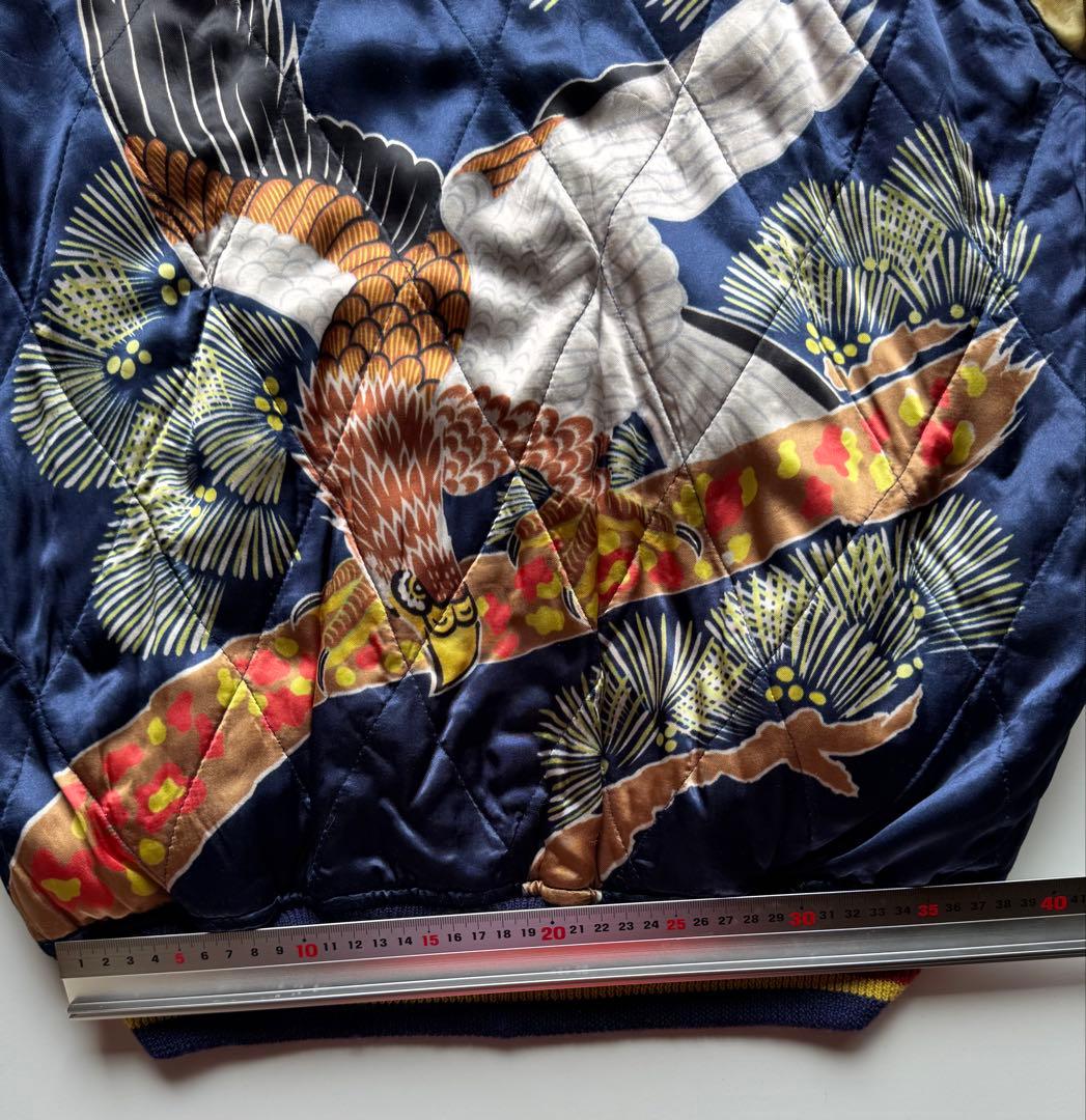 ヴィンテージ・ビンテージ品★ ウエアハウス刺繍スカジャンゴールド ワインレッド