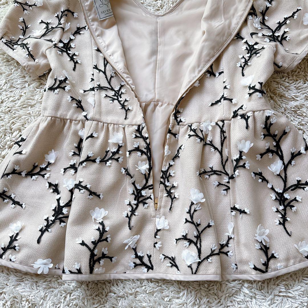 SEVEN TEN セブンテン バイ ミホカワヒト　ツイード　刺繍トップス　M