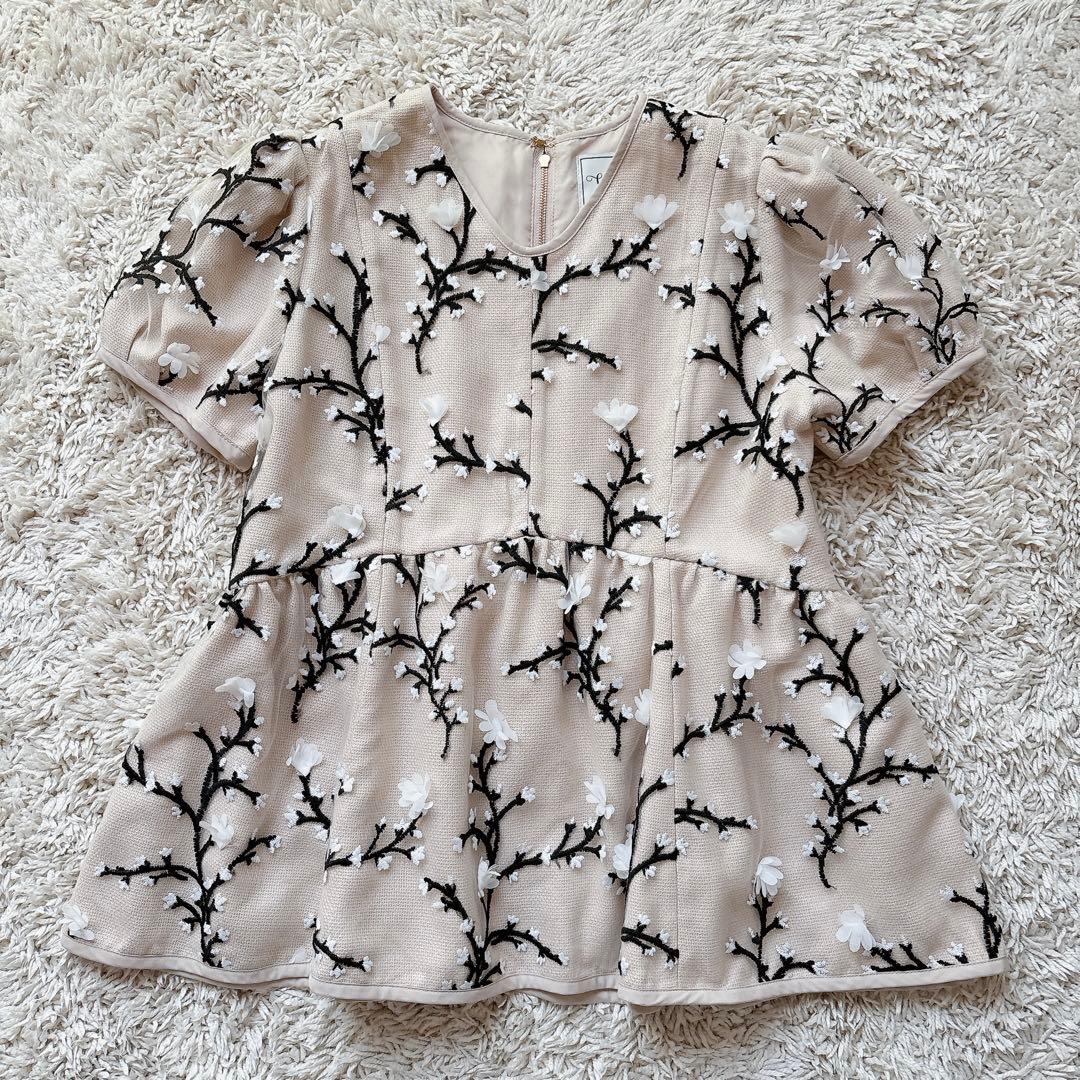 SEVEN TEN セブンテン バイ ミホカワヒト　ツイード　刺繍トップス　M