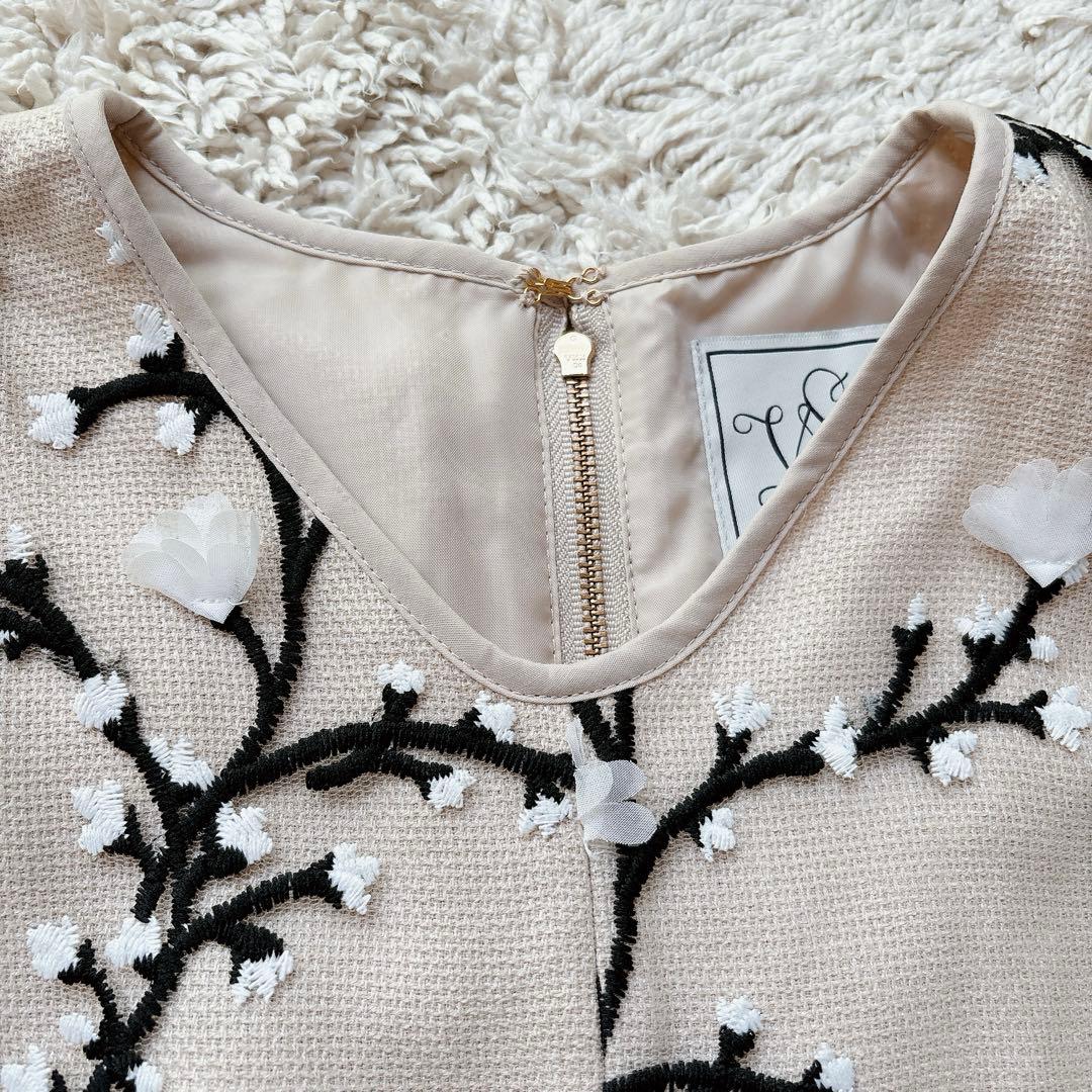 SEVEN TEN セブンテン バイ ミホカワヒト　ツイード　刺繍トップス　M